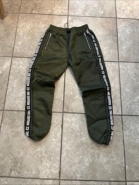Men's THE EDITION Olive Green Track Pants with Side Tape XL NWT
